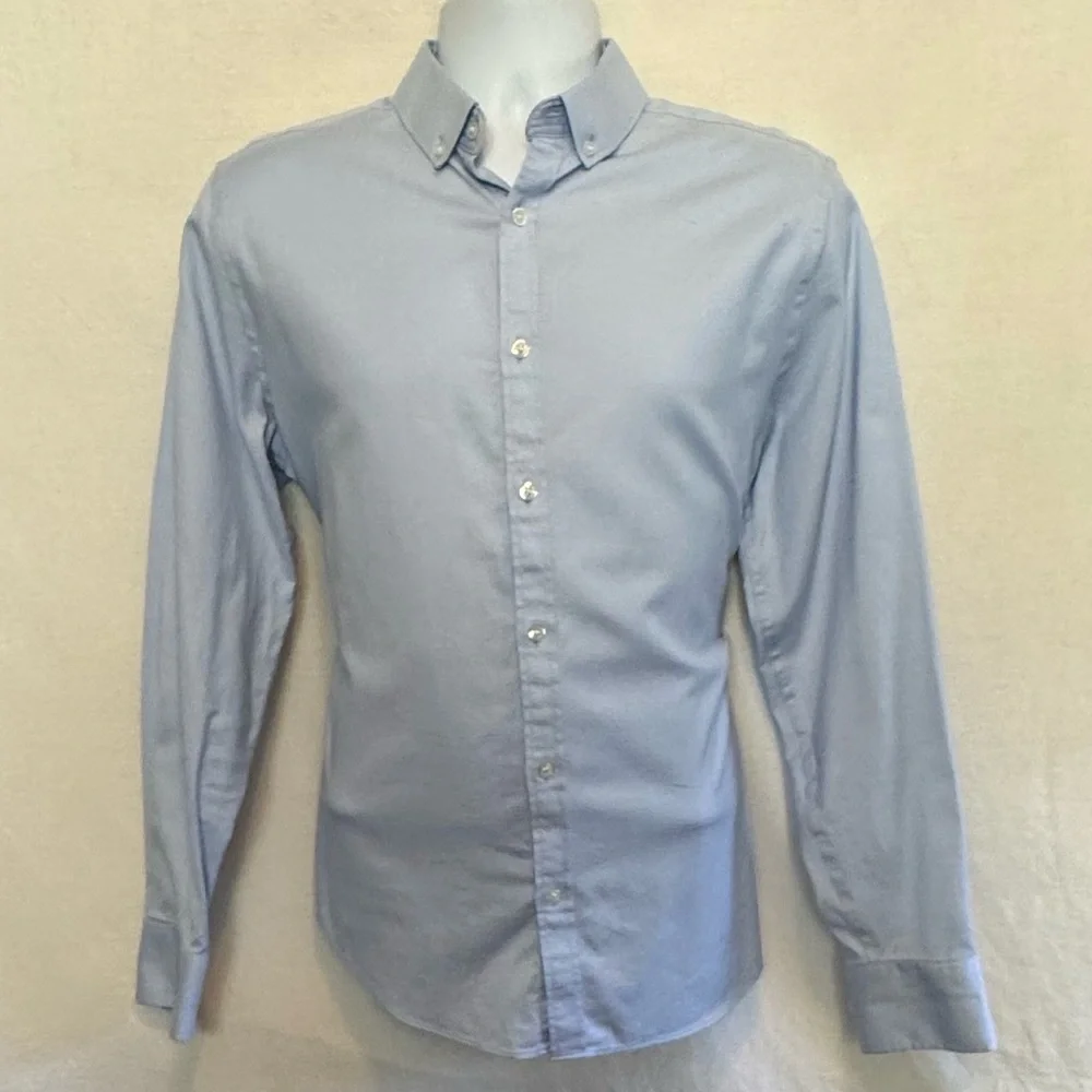 A-84 Men's Murano Light Blue‎ Long Sleeve Button-Down Shirt Size L
